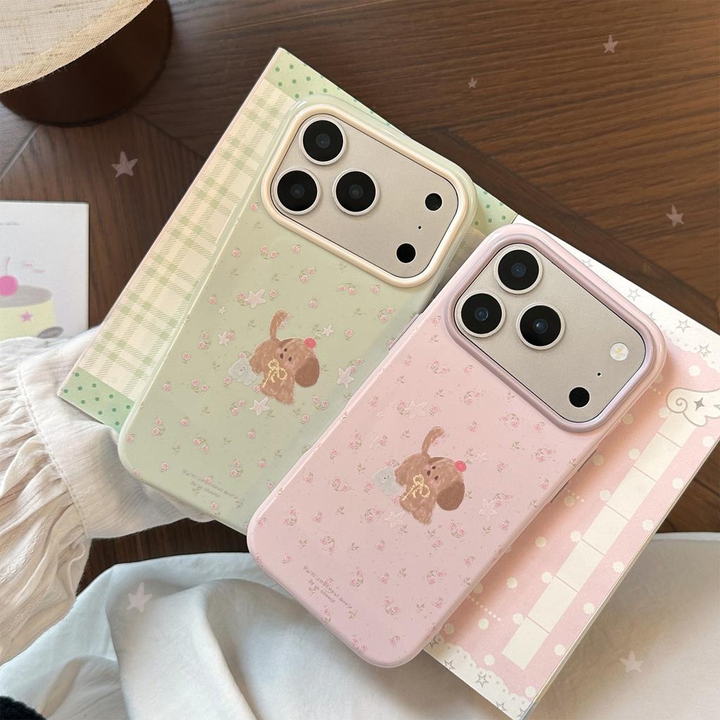 Floral puppy phone case suitable for Apple 17 Pro Max, iPhone 16, summer fresh, 15 shockproof, 14 soft, 13 Korean style