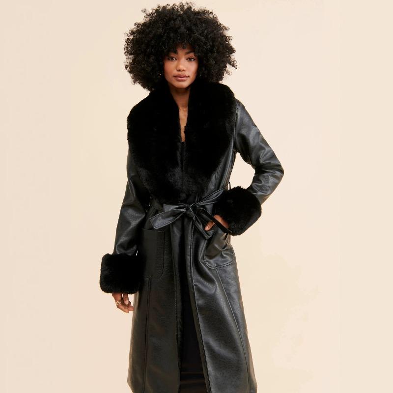 Imitation fox fur coat fur integrated