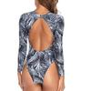 Women's Fashion Sexy Camisole Bikini Printed Long Sleeve Sunscreen Belly Covering Skinny One-Piece Swimsuit Surf Suit