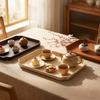 Faux Wood Grain Serving Tray Spill-Proof Melamine Food Tray Stackable Tea Tray Coffee Table Ottoman Serving Dishes Tableware