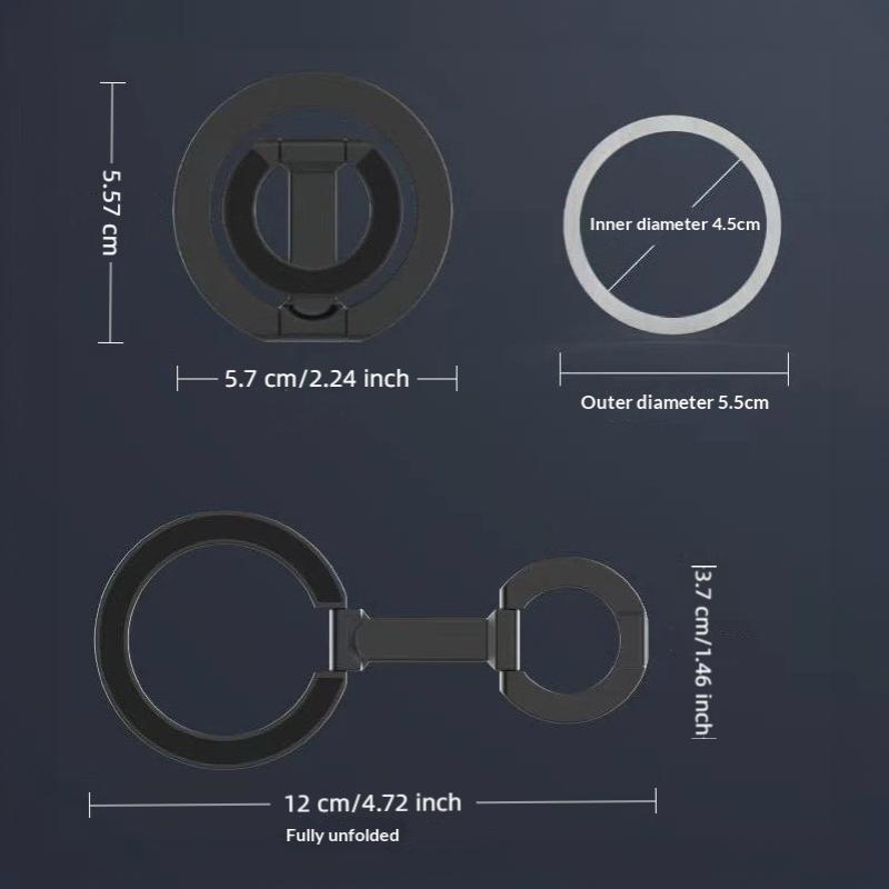 Double-Sided Magnetic Phone Ring Holder Wireless Charging Friendly Adjustable Kickstand for All Smartphones