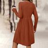 Ladies' Loose Comfortable Casual And Fashionable Solid Color Round Neck Long Sleeved Casual Dress
