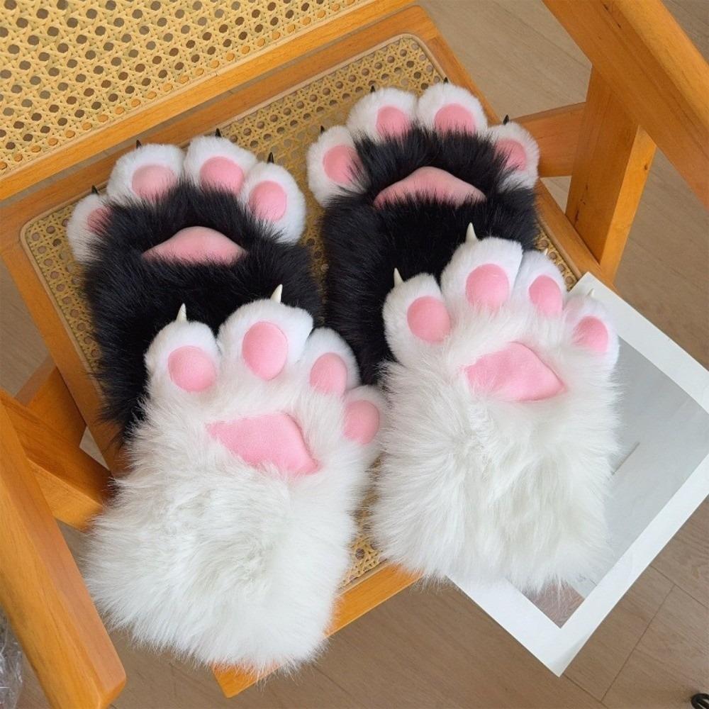 New Plush Cosplay Cat Paw Gloves Thicken Cartoon Cosplay Cat Claw Mittens Gloves Animal Squeaking Gloves Props