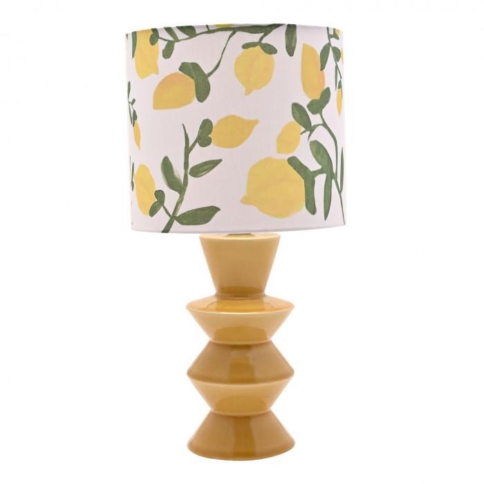 Hestia Ceramic Table Lamp With Lemon Print Shade giallo