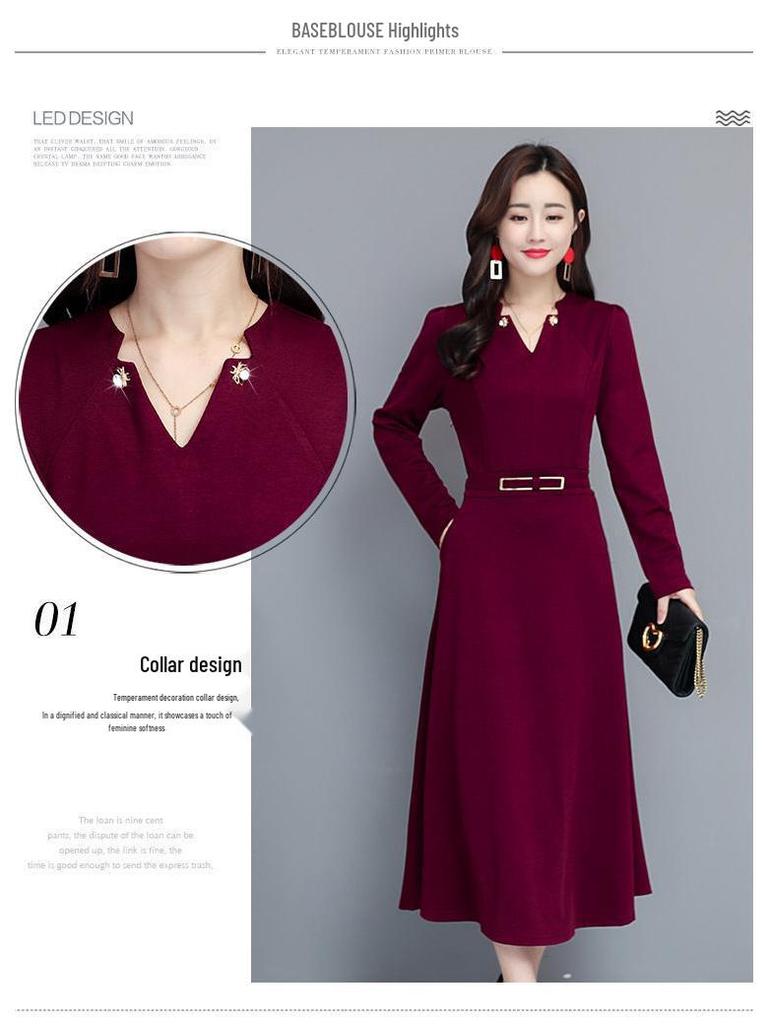Elegant Women's Spring/Autumn Long Sleeve Wide-Leg Dress