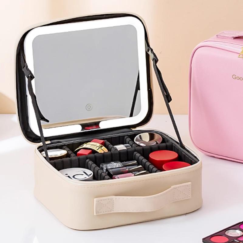 Portable LED Makeup Case with Large Mirror and Handle