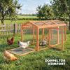 Chicken Coop Free-Range Run with Perch Double Doors, Made of Wood and Metal, for 4 Chickens, 156 x 70.5 x 84 cm Orange