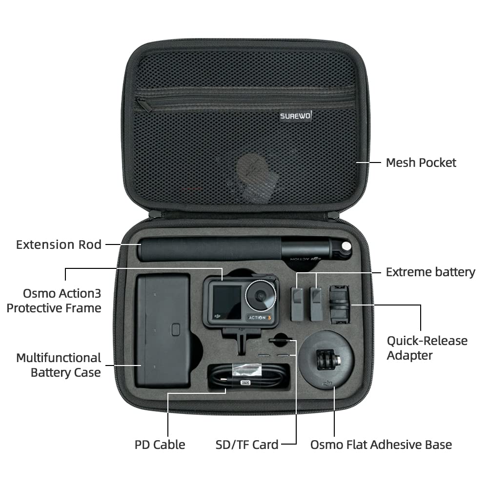 SUREWO Waterproof Travel Carrying Bag for DJI Osmo Action 5 Pro, Compatible with DJI Osmo Action 5 Pro43 Expedition Set Accessories