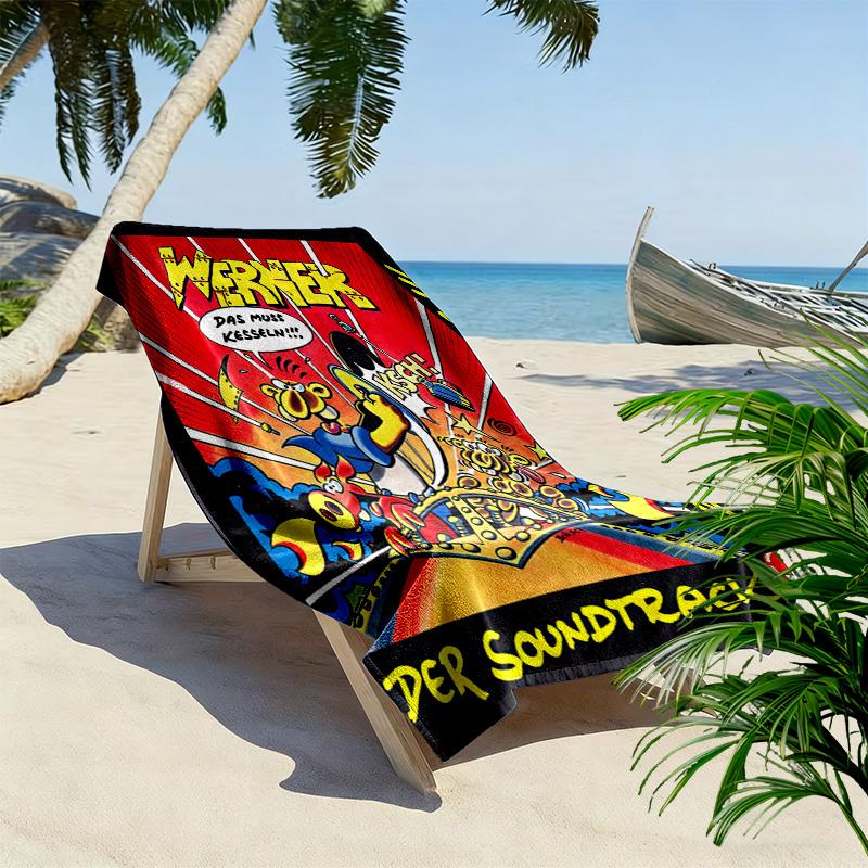 Werner Comic Print Beach Towel, Large Soft Quick Dry Towel for Beach Camping Swimming
