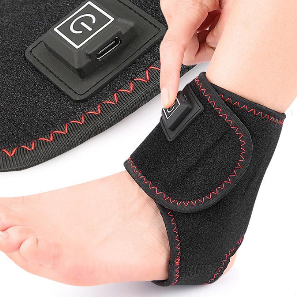 USB Electric Heating Foot Ankle Wrap Heated Ankle Brace Compression Heating Foot Pad Adjustable J5G1