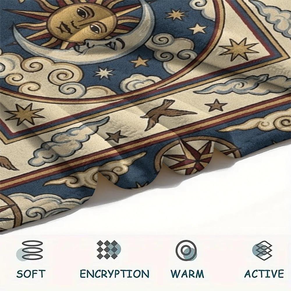 1Pc Sky Print Flannel Blanket, High Quality Comfortable for All Seasons, Home Decor, Warmth and Comfort, Perfect for Christmas Gifts W162