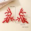 Eksplozywne kreatywne szykowne kolczyki damskie wiatr metal czerwone gałązki koralowe modne ulica aukcja pozowanie zabawne uszy