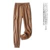 PU Leather Cargo Pants Winter New Arrival Foreign Trade Women's Clothing Fashion Elastic High Waist Multi-Pocket Drawstring Pants 27751