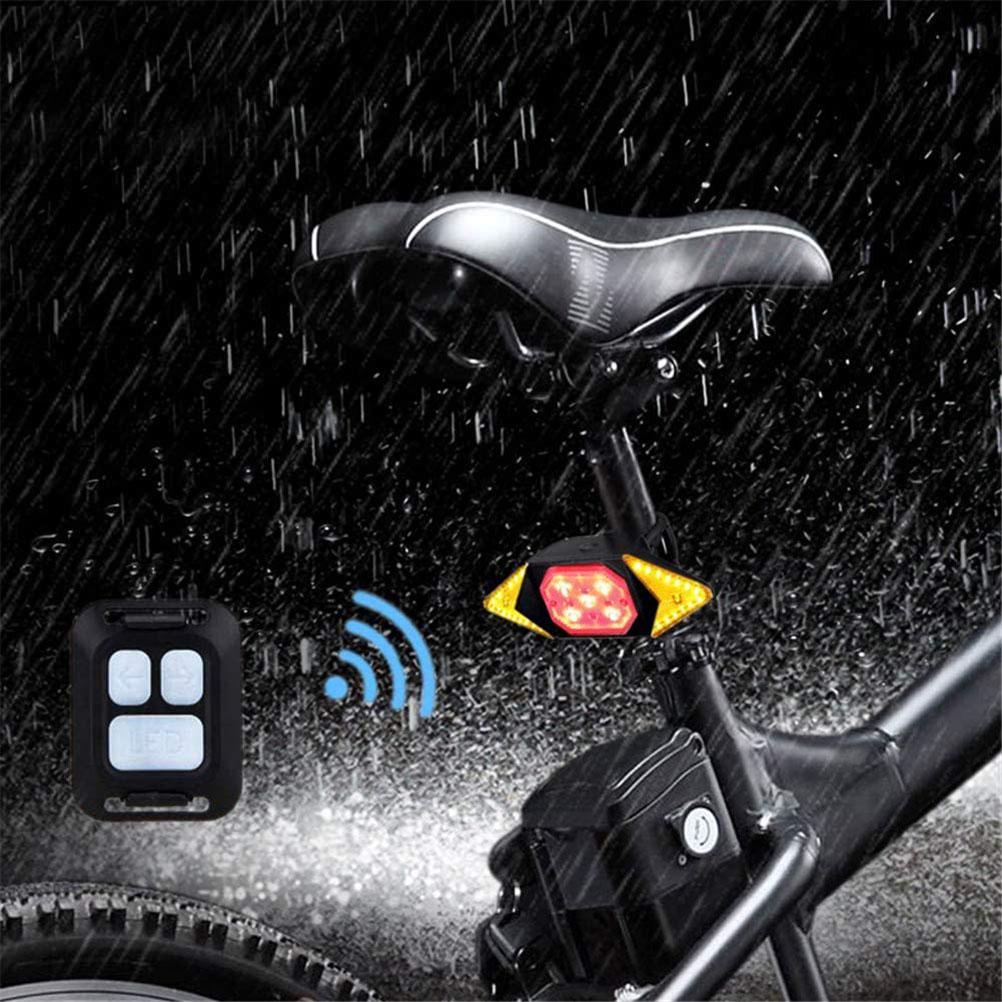 Wireless Remote Control Rear Tail Light USB Charging Bike Turn Signals Safety Warning Light