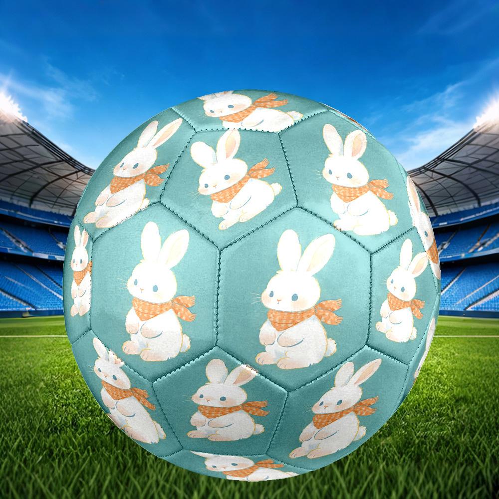 1pc Winter Bunny Scarf Theme Soccer Ball Football, Size 5, Lightweight PVC, Outdoor Training Soccer Ball,Gift c6511