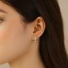 Triple Stone Climber Earrings - 925 Sterling Silver Gold Plated