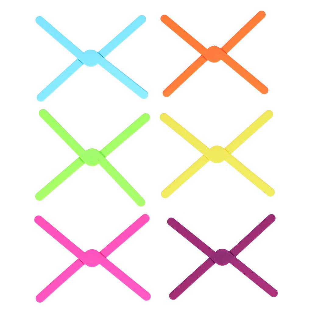 6Pcs Set Silicone Placemat Folding Pot Bowl Plate Mat Heat Insulation Pad Mobile Phone Holder(Multi