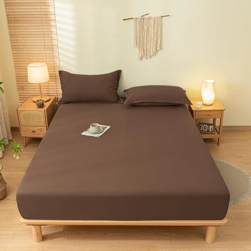 

Solid Color Brushed Fitted Bed Sheet Set with 2 Pillowcases Soft Comfortable Non Slip Mattress Protector Cover for Single Double Twin size 99x190cm