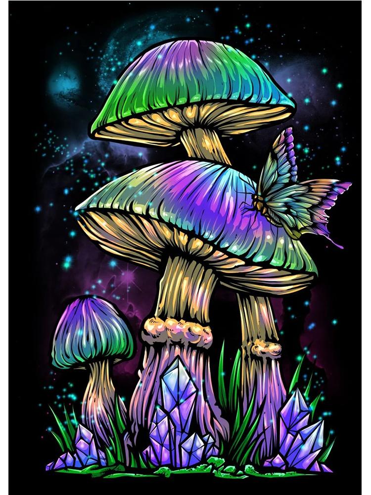 Psychedelic Skull Mushroom Lion Poster Print Canvas Painting Abstract Wall Art Picture For Living Room Home Decor Cuadros