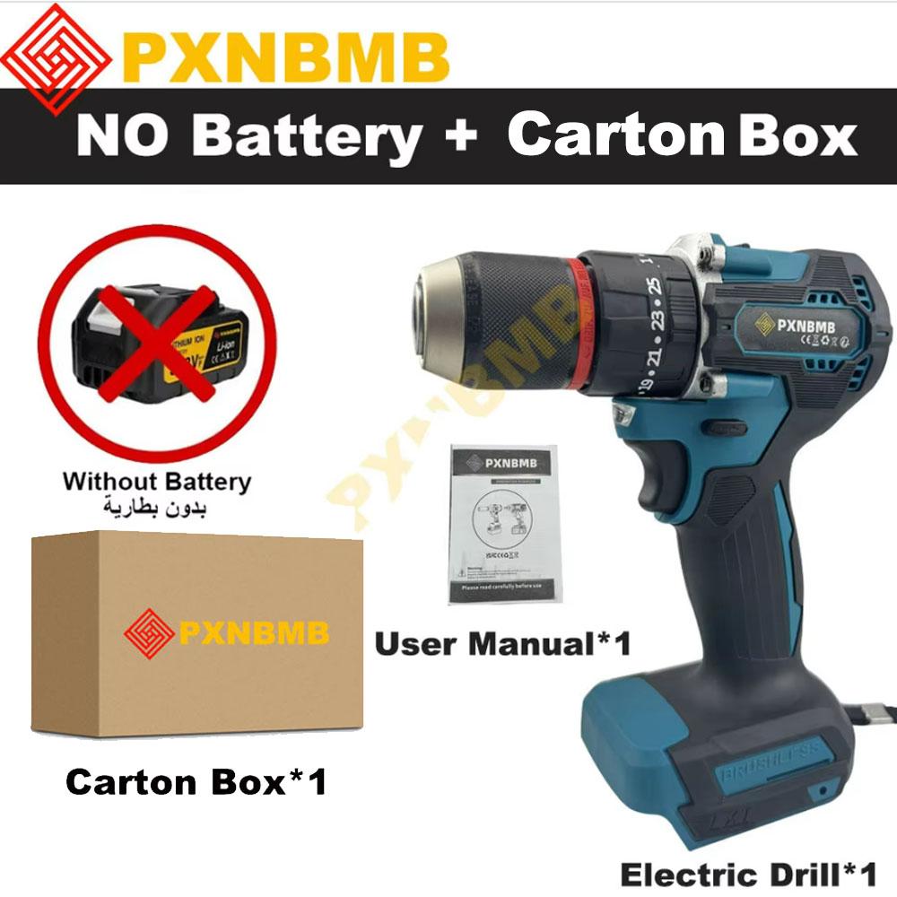 

PXNBMB DDF 487 Screwdriver Cordless Percussion Drill 18V Electric Variable Speed Brushless Motor Impact Power Tools Power Drill