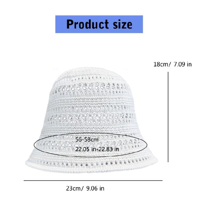 Cotton Yarn Crochet Bucket Hat Soft Breathable Unisex Cap Beach Vacation Sun Cap For Beach Travel Daily Use