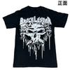T-shirt Nera a Maniche Corte in Cotone con Stampa Teschio di Brock Lesner
