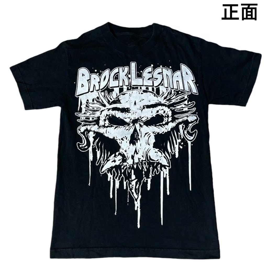 

Brock Lesner Same Skull Print Black Cotton Short-sleeved T-shirt 4XL