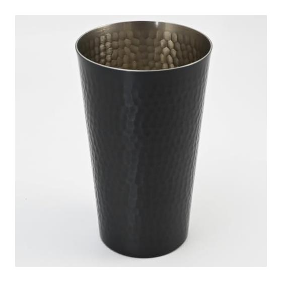 Shinko Metal (Sinkoukinzoku) Black bronze finish copper hammered tumbler (large) S-503BL