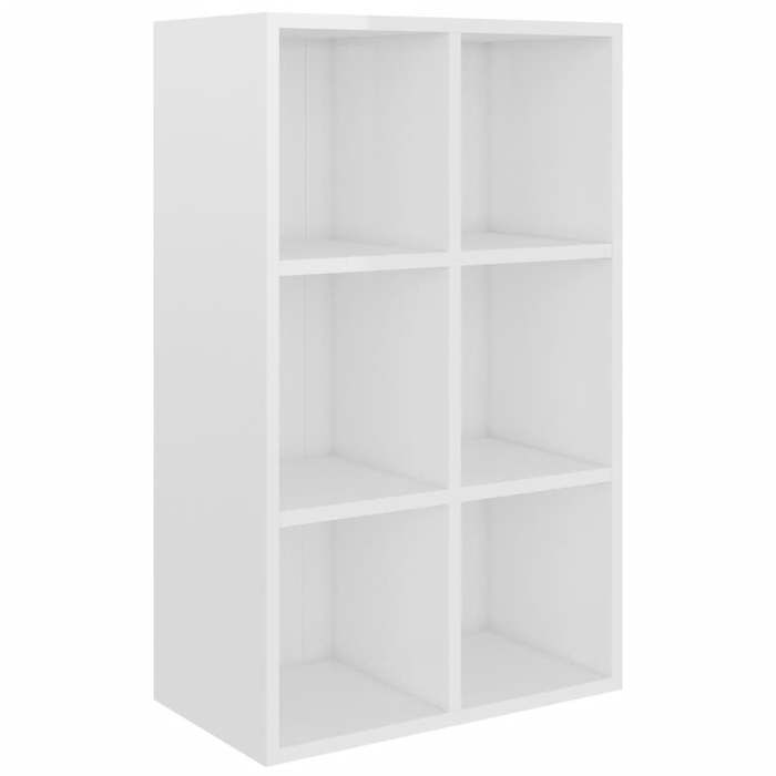 VidaXL Bibliothèque/Buffet, Meuble de Rangement avec Compartiment, Armoire à Livres Salon Intérieur, Moderne, Blanc Brillant 800348