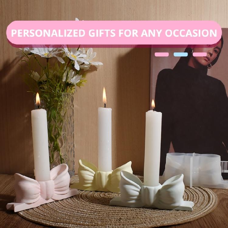 Taper Candle Holder Casting Molds Resins Epoxy Molds Bowknot Shape Candlestick Silicone Mould for Wedding Table Decors