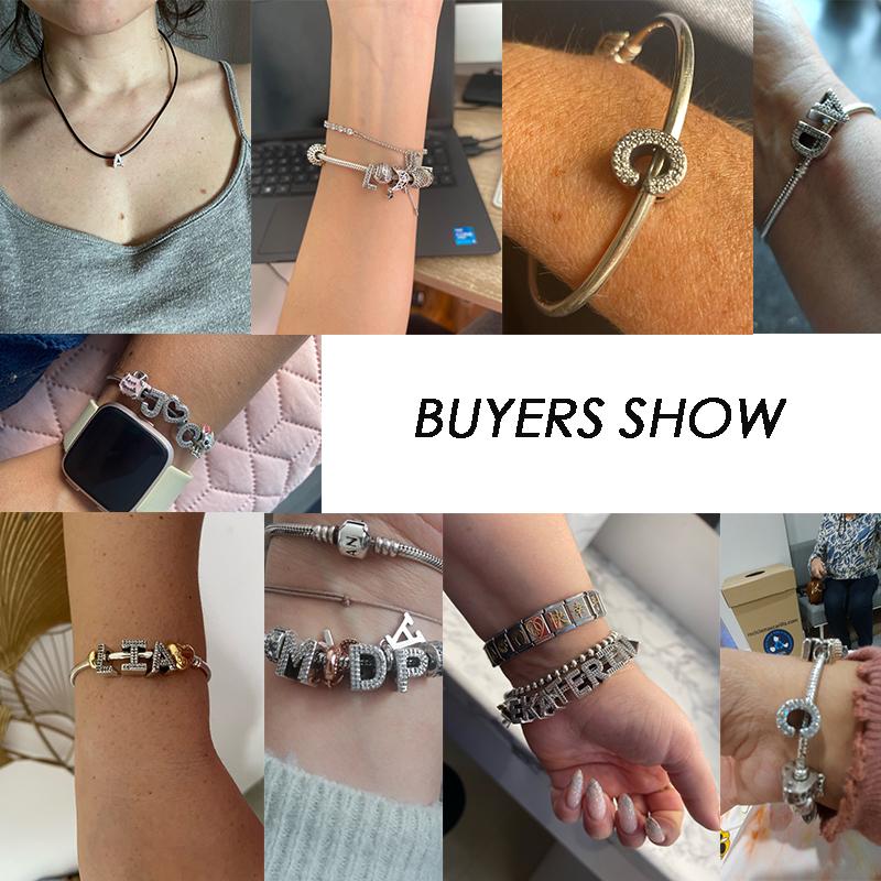 MULA S925 Argent Sterling Nom 26 Lettre Alphabet Amour Breloques Perles Ajustement Original Breloques Bracelet Collier Bijoux DIY