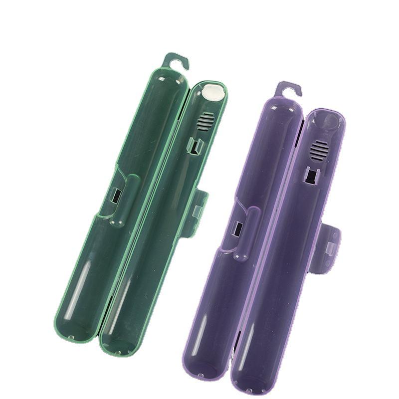 Portable Clear Toothbrush Storage Box with Hook for Travel