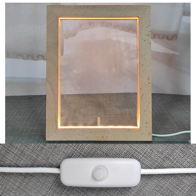 Wood Picture Frame Brightness Lamp Decor Creative DIY Wooden Photo Frame with LED Night Light Family Lover Gift