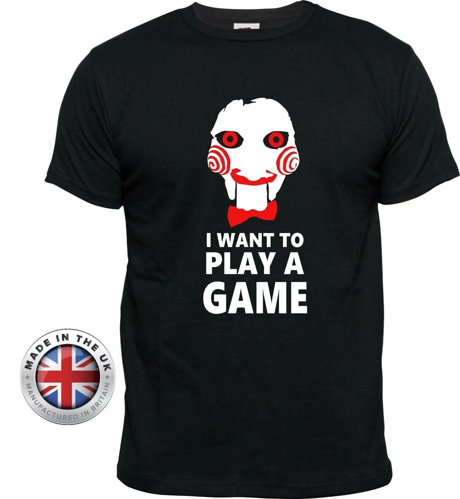Saw Tshirt Jigsaw I Want To Play A Game Black TShirt Unisex Ladies Fit S