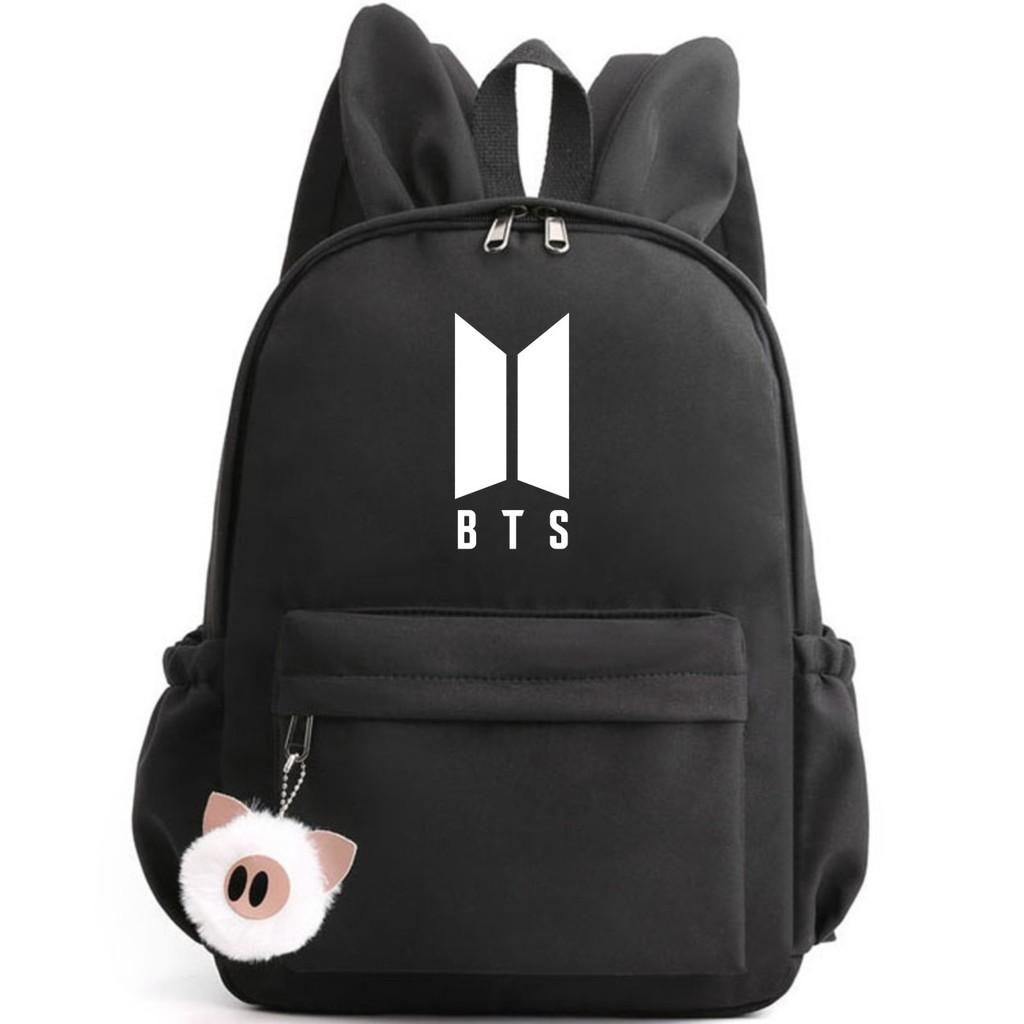 Bunny Kpop Bts Rabbit Ears Backpack Girls School Bags V With Piggy Pendant Plush