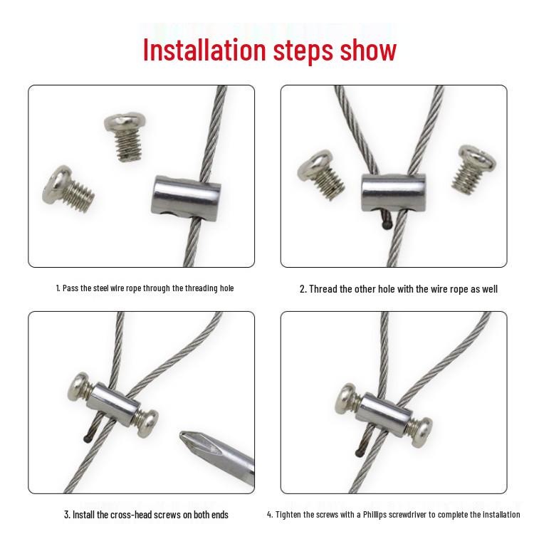 Adjustable Steel Wire Rope Lock for Hanging Lamps - Fastener Accessories and Buckles