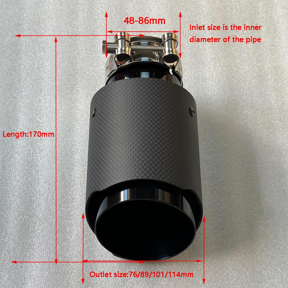 1Pcs Auto Modification Single Exhaust Tip Black Pipe Glossy Carbon Fiber Muffler Tail End Pipe Exhaust Nozzle for AK Universal