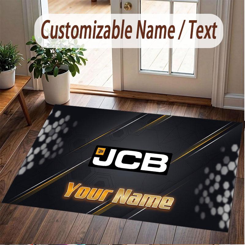 Custom Rug JCB Pattern Print Name Text Soft Non‑Slip Floor Carpet for Home Indoor Decoration
