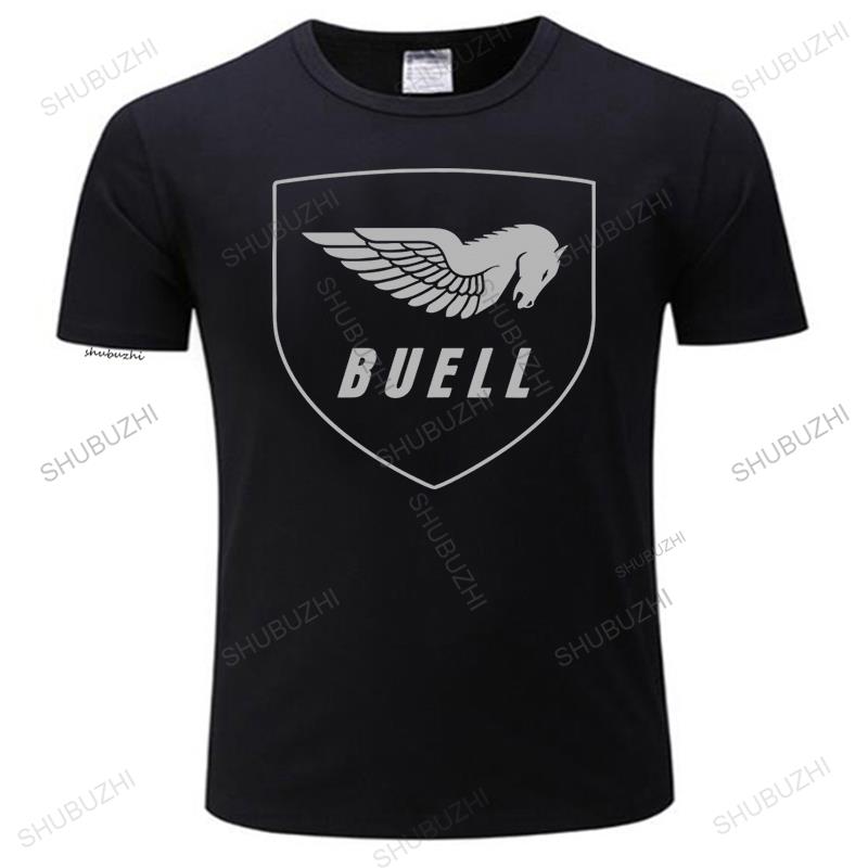 Unisexs Summer High Quality T Shirt Buell Motorcycle Company Logo Loose Size Tee Shirt Unisex Fashion Crew Neck TShirt Black