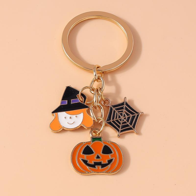 New Enamel Halloween Pumpkin Keychain Bat Ghost Key Rings Pendants for Car Key Holder Handbag Decor DIY Handmade Jewelry Gifts