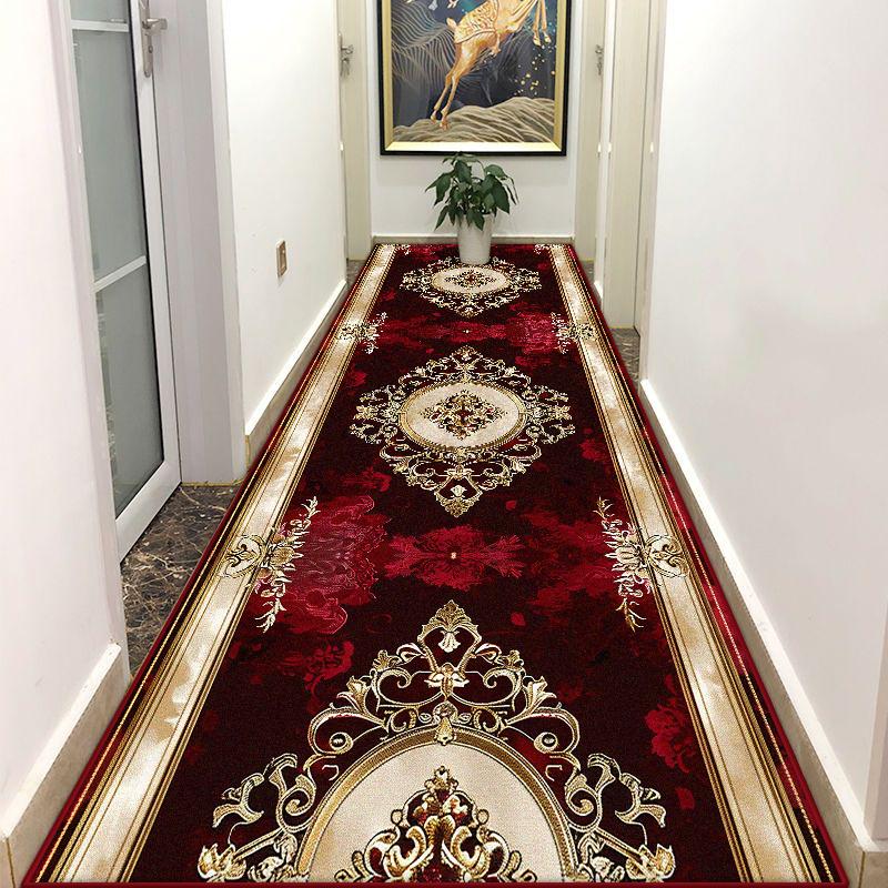 Persian Style Red Home Corridor Decoration Long Rug Lint-free Stair Non-slip Carpet Customizable Hallway Decor Mat Easy Cleaning