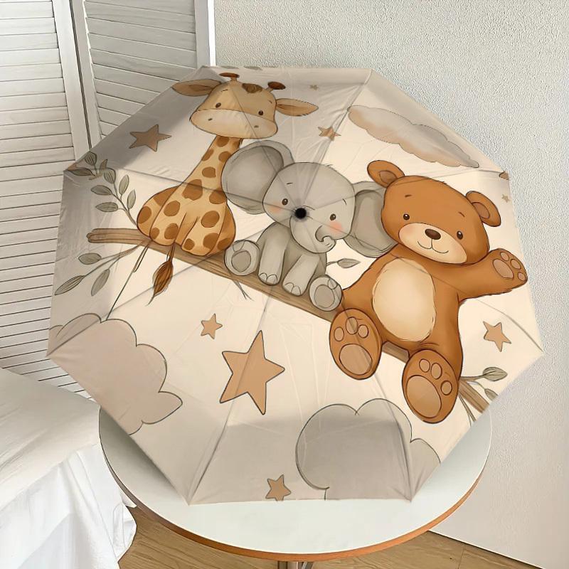 1PC Baby Animal Umbrella-8-Rib Reinforced, Automatic Open, Lightweight & Durable, Fashion Accessory for Outdoor, H0379