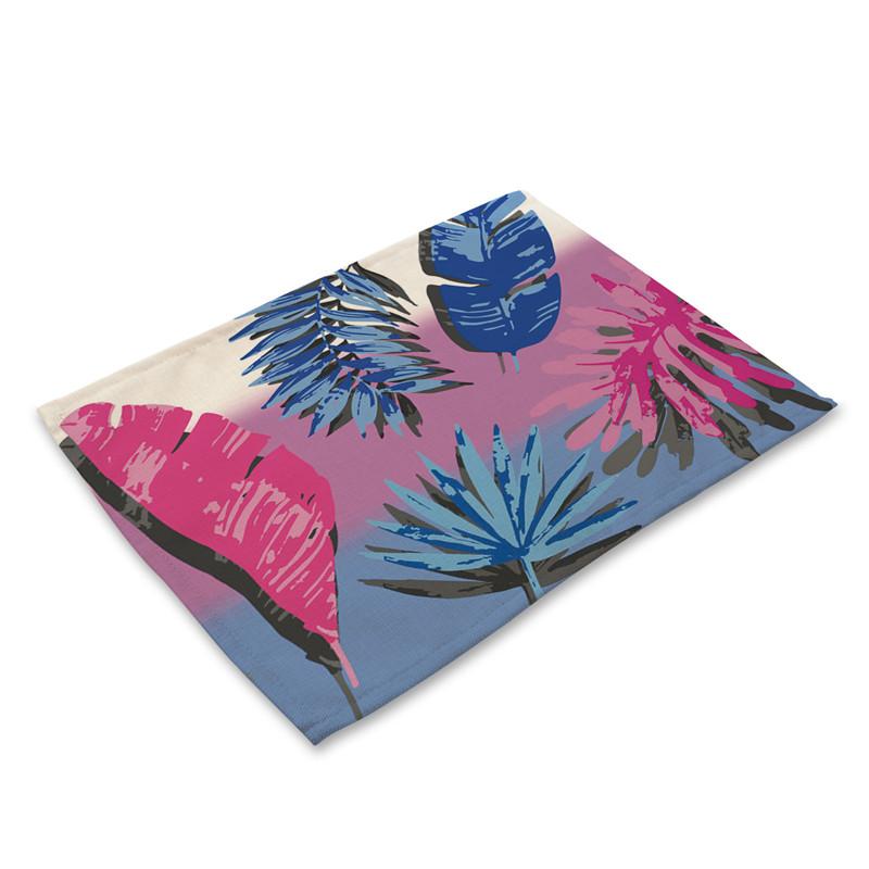 

Colorful Tropical Plant Monstera Pattern Placemat Coaster Dining Table Mats Cotton Linen Pad Bowl Cup Mat Home Decor 2pcs 30x45cm