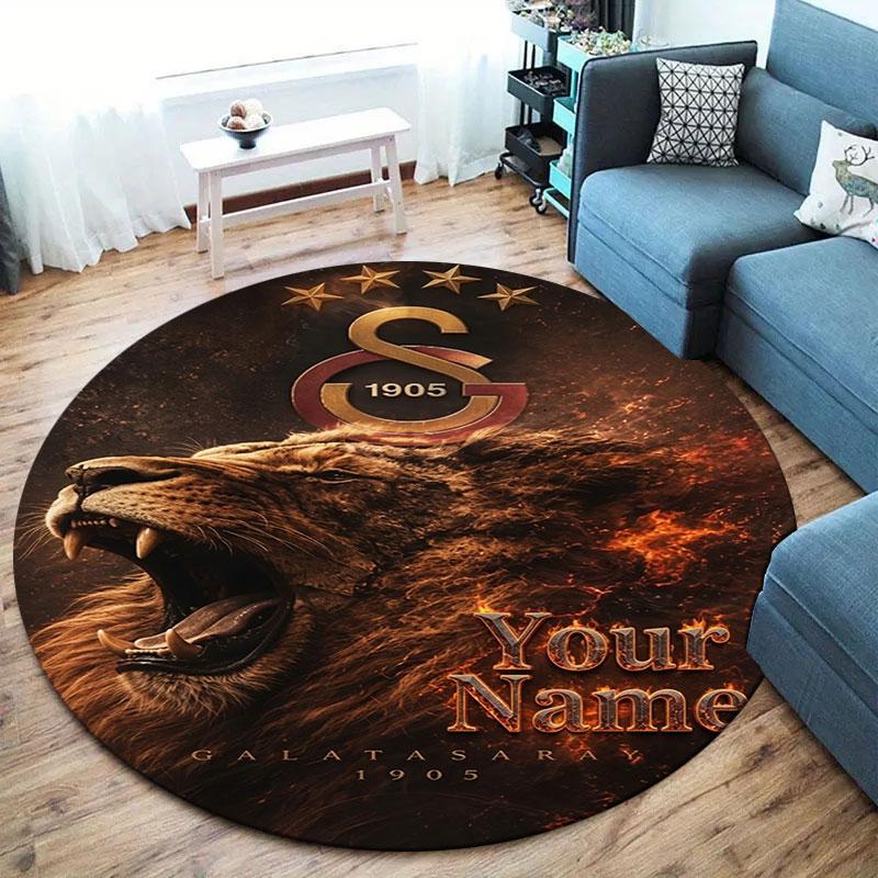 Galatasaray S Custom Name Round Area Rug,Carpet Rug for Living Room Bedroom Sofa Playroom Decor,Non-slip Floor Mat
