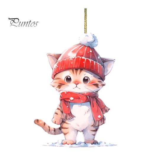 

Рождественская подвеска в виде кошки 2D акриловая милая рождественская подвеска украшения для зеркала заднего вида автомобиля подарок для друзей семьи Cat