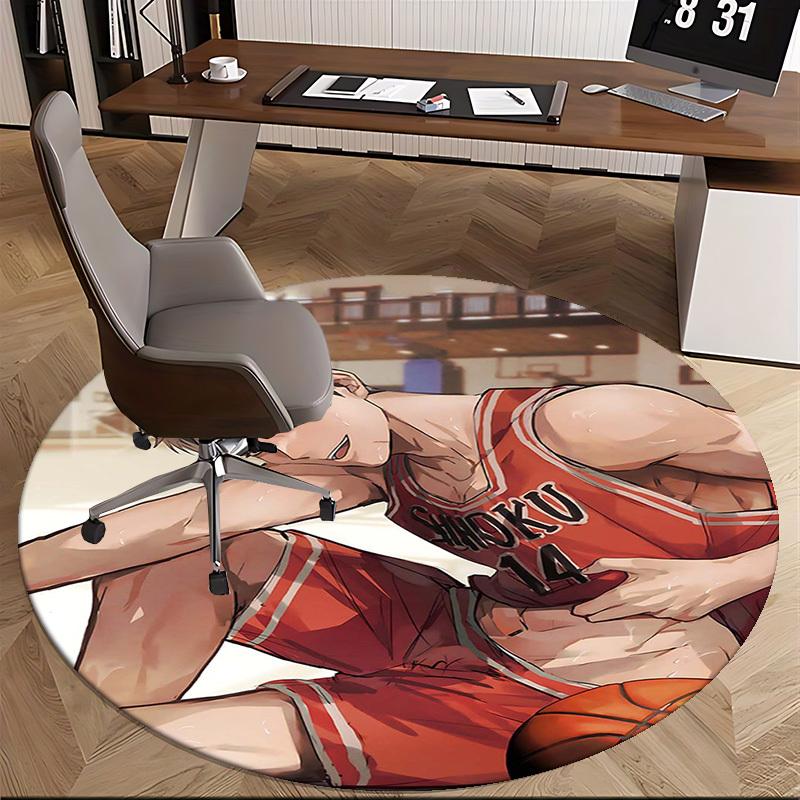1pc Anime Basketball Player with "SHOKU 14" Chair Mat - Round Carpet for Office, Home Decor