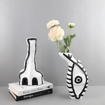 Harzvase Abstrakt Geometrisch Graffiti Cartoon Augenmuster Blumenvase Harz Handwerk Raumdekorationszubehör