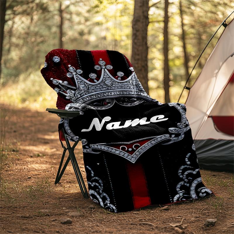 1PC Custom Name Royal Crown outdooor Flannel blankets Throw Blanket All-Season Throw Gift Bedspread for Couch, Bed, Camping Holiday Birthda