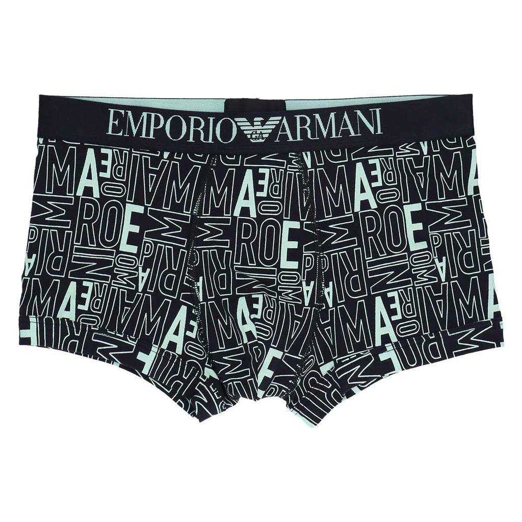 Emporio Armani ALL OVER BOLD LOGO Bold Logo Boxer Shorts, Front Closure, Men's Underwear, Size S (EU Size), Navy (Product Code: 54045069)