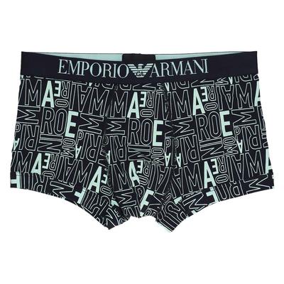 Emporio Armani ALL OVER BOLD LOGO Bold Logo Boxer Shorts, Front Closure, Men's Underwear, Size S (EU Size), Navy (Product Code: 54045069)